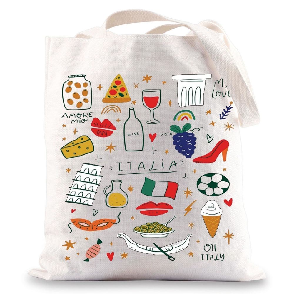 Italy Canvas Tote Bag Italia Land Icons Shoulder Bag Italia >:(